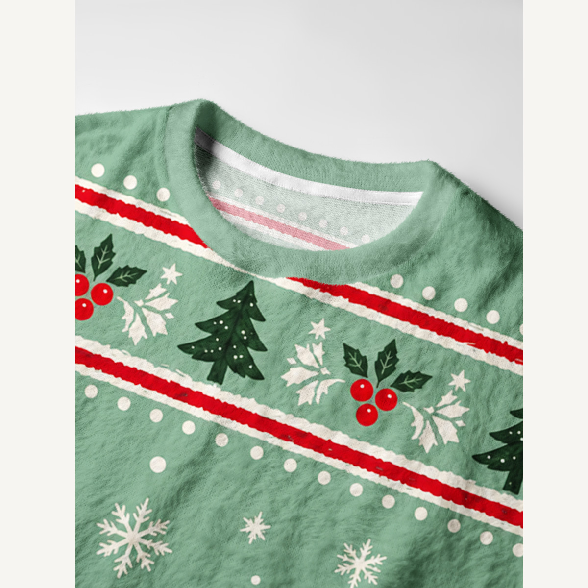 Christmas Tree Trail Dog Fuzzy Crewneck Sweater