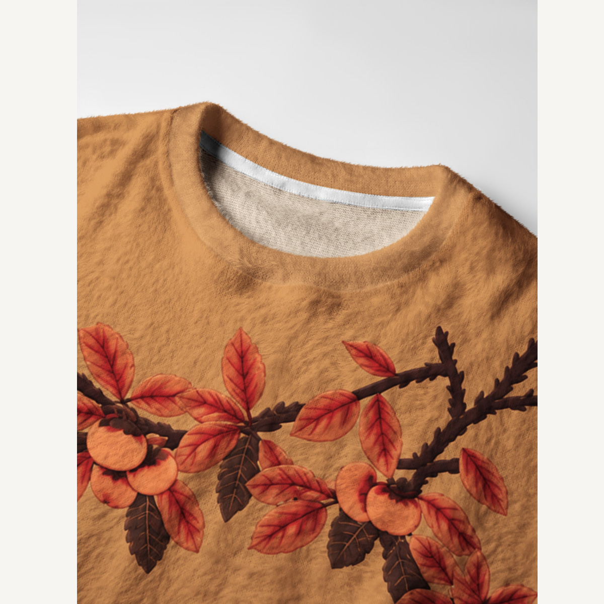 Autumn Woodland Deer Fuzzy Crewneck Sweater