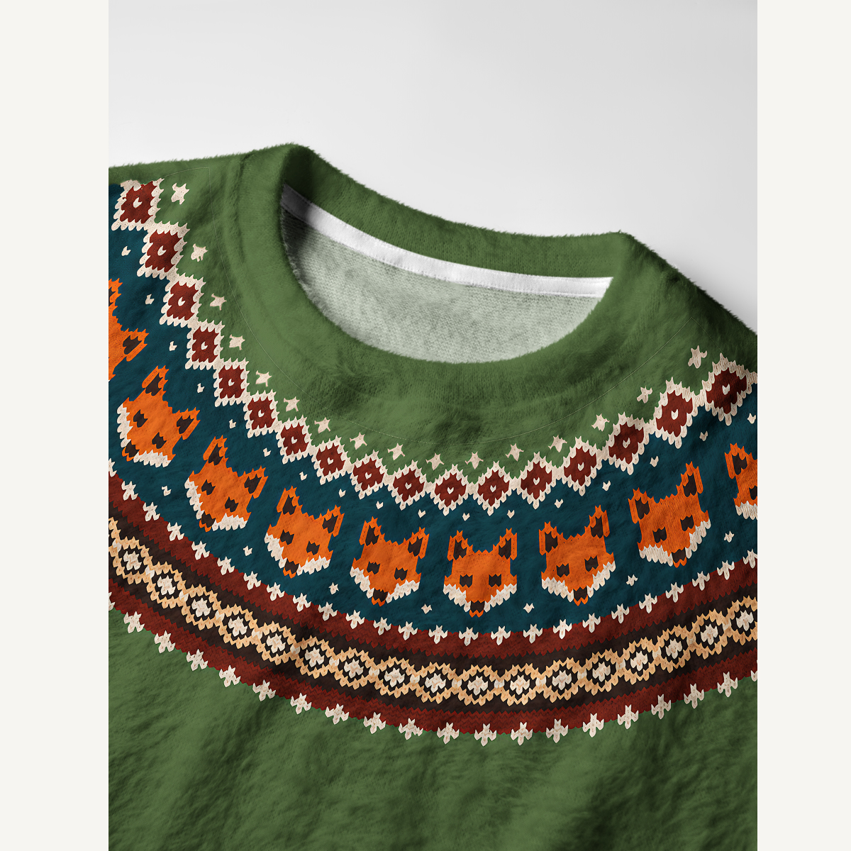 Woodland Fox Garden Fuzzy Crewneck Sweater