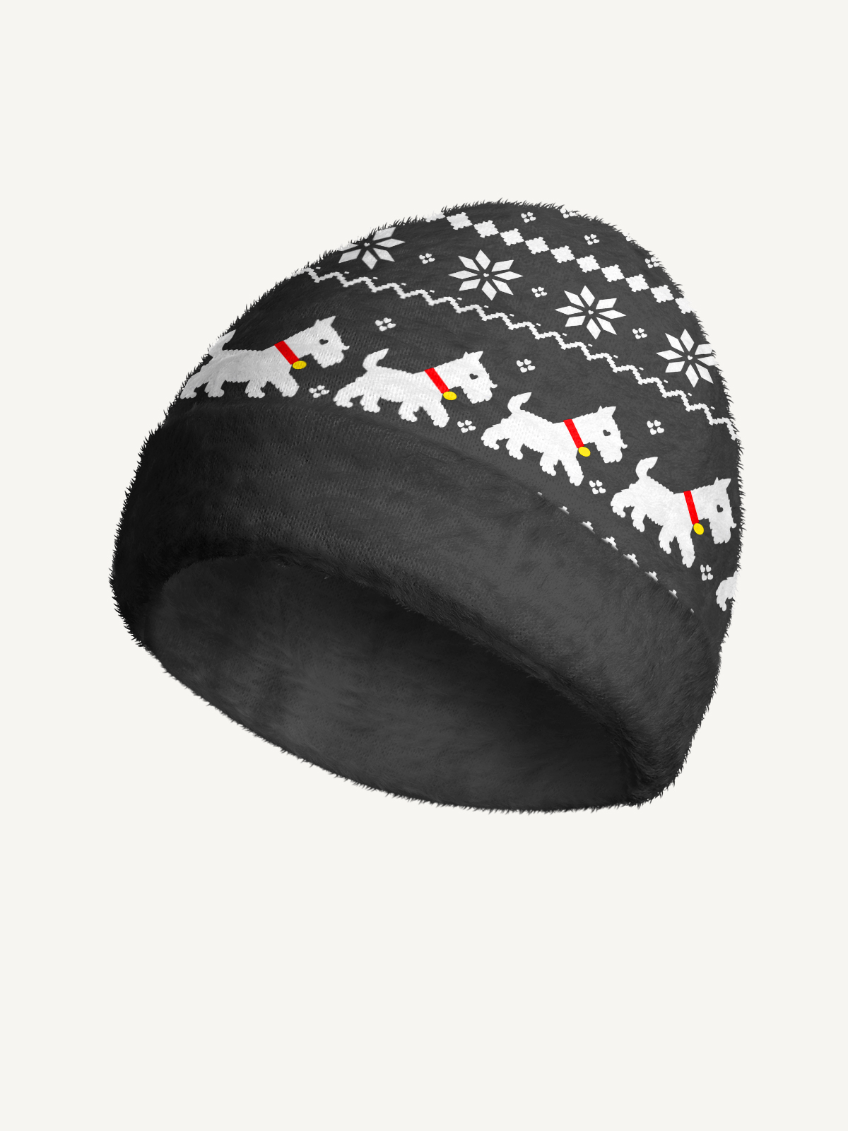 Winter Fair Isle Terrier Cozy Fuzzy Beanie