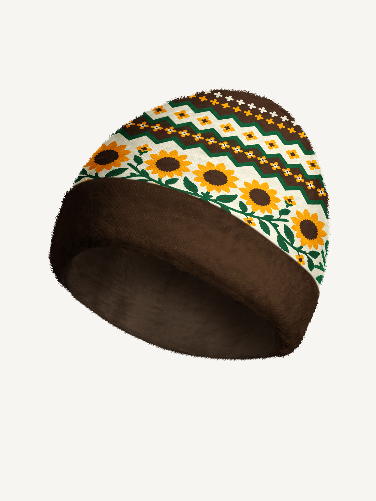 Rustic Sunflower Floral Cozy Fuzzy Beanie