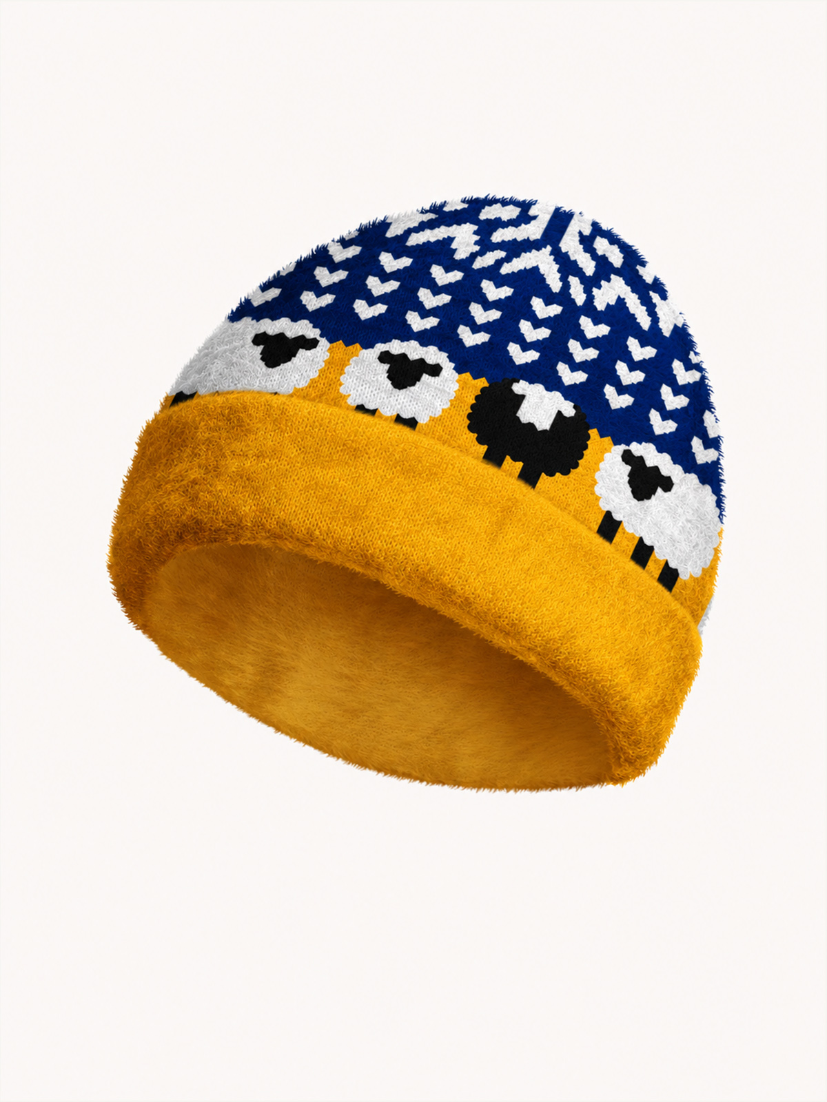 Retro Sheep Fair Isle Cozy Fuzzy Beanie