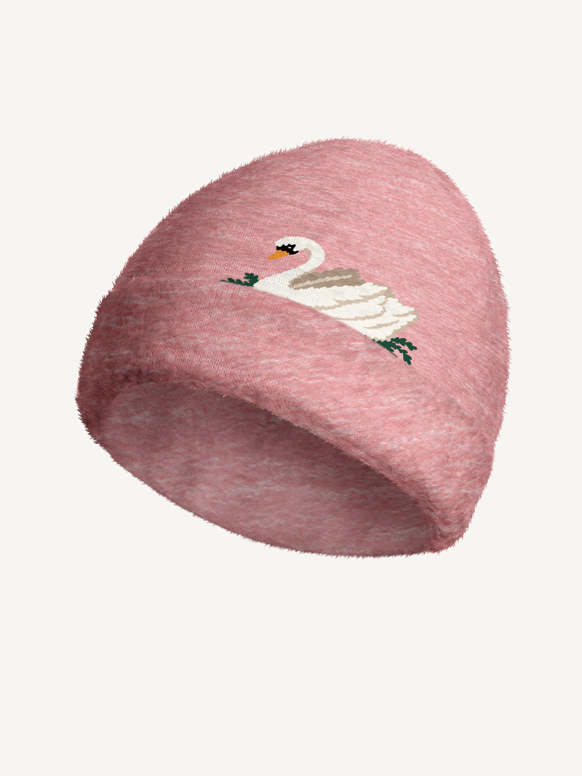 Romantic Floral Swan Cozy Fuzzy Beanie