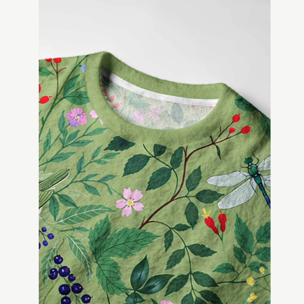 Secret Garden Botanical Fuzzy Crewneck Sweater