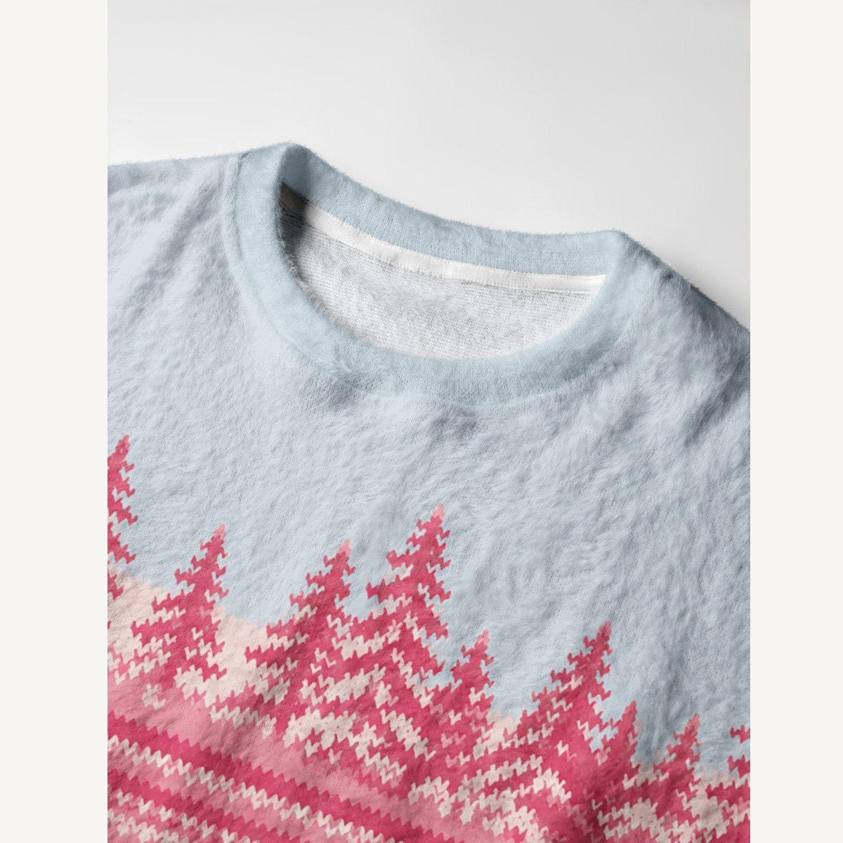 Winter Pine Fair Isle Fuzzy Crewneck Sweater