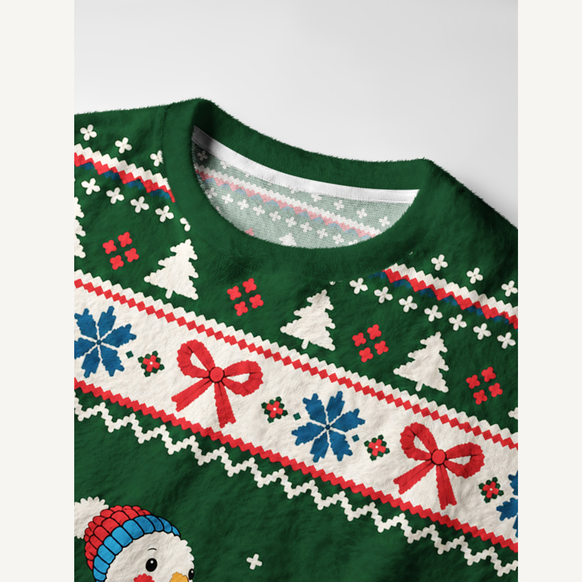 Festive Goose Friends Fuzzy Crewneck Sweater