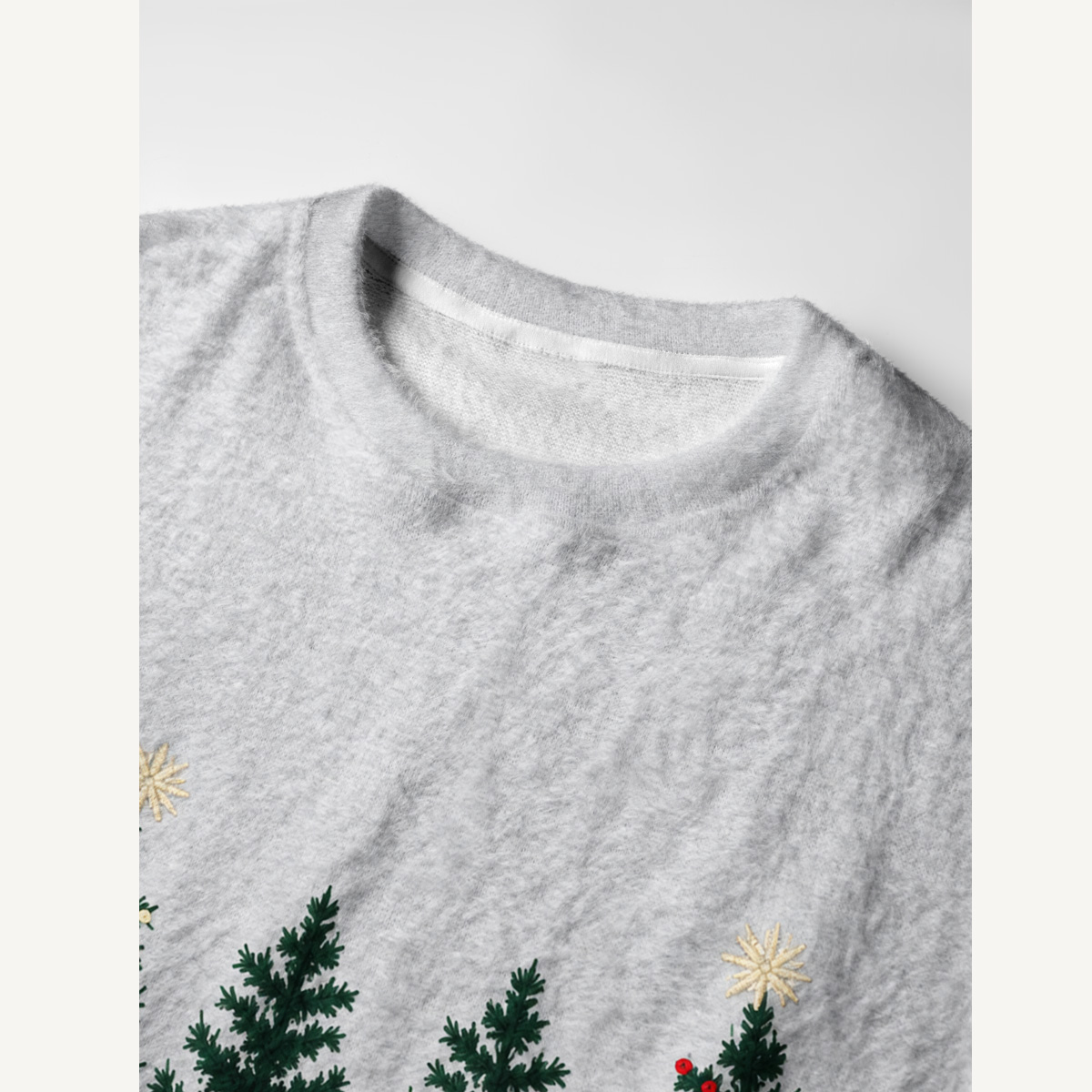 Classic Christmas Trees Fuzzy Crewneck Sweater