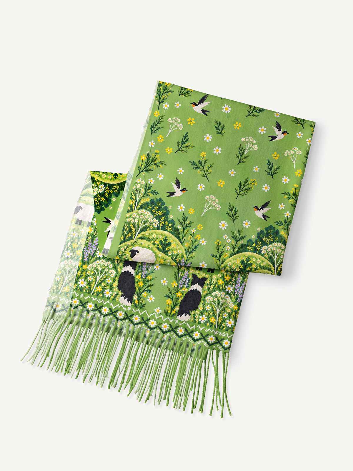 Sheep Herding Dog Cozy Fringed Scarf