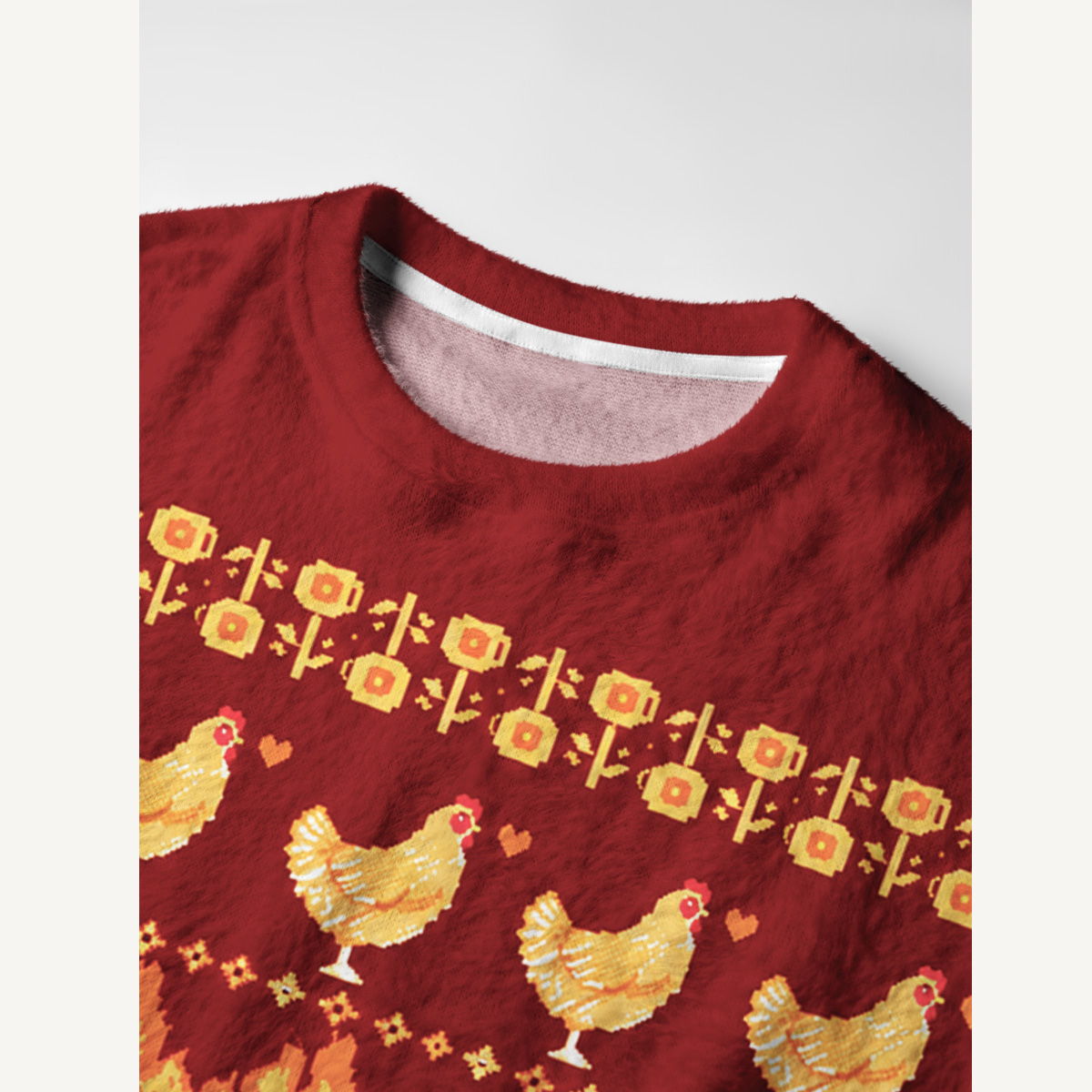 Harvest Farmhouse Chicken Fuzzy Crewneck Sweater
