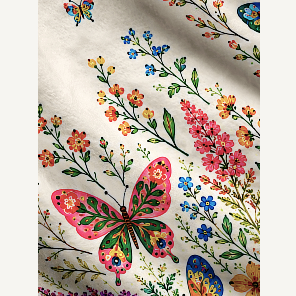 Boho Butterfly Wildflower Meadow Print Ugly Cardigan Sweaters