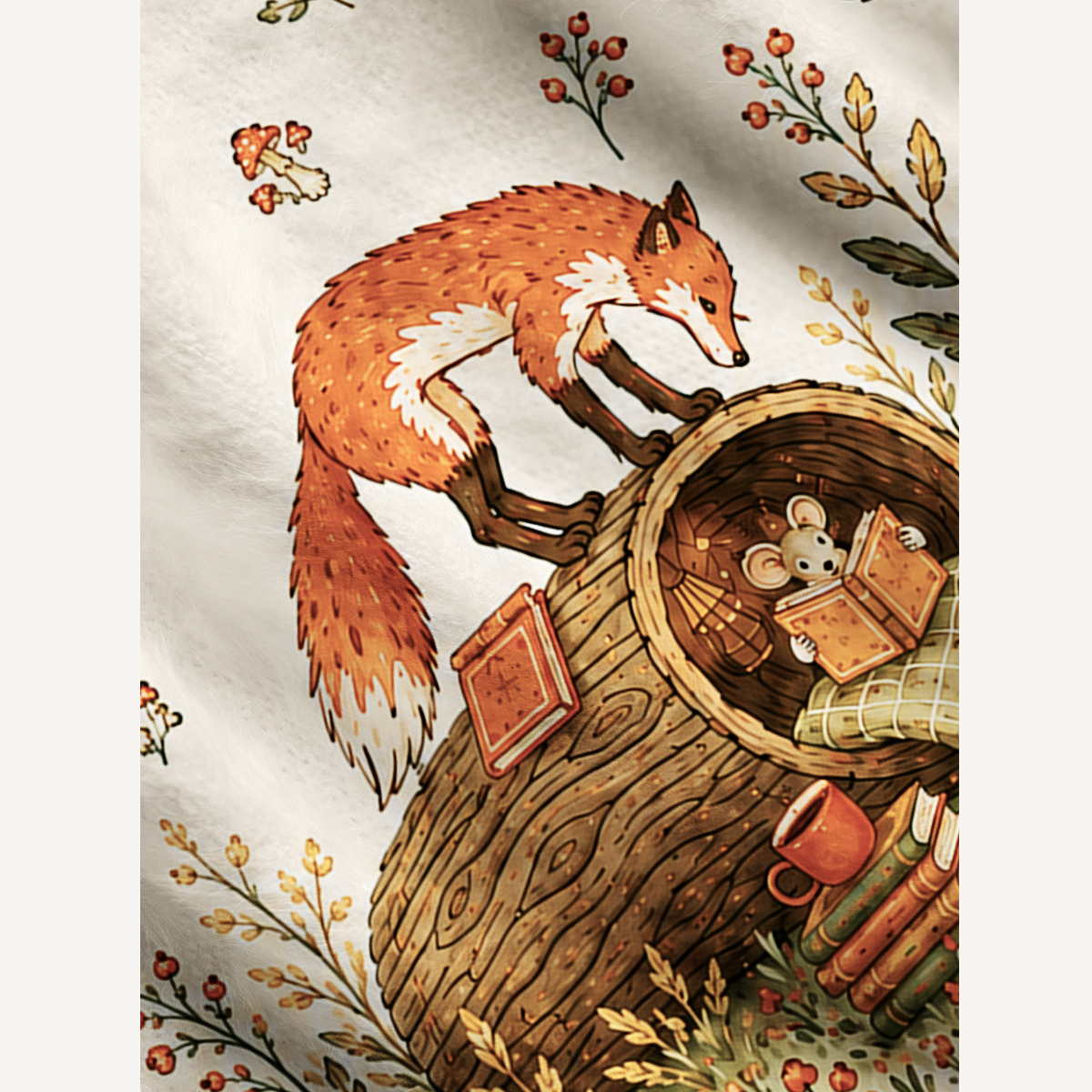 Cozy Woodland Fox Print Ugly Cardigan Sweaters