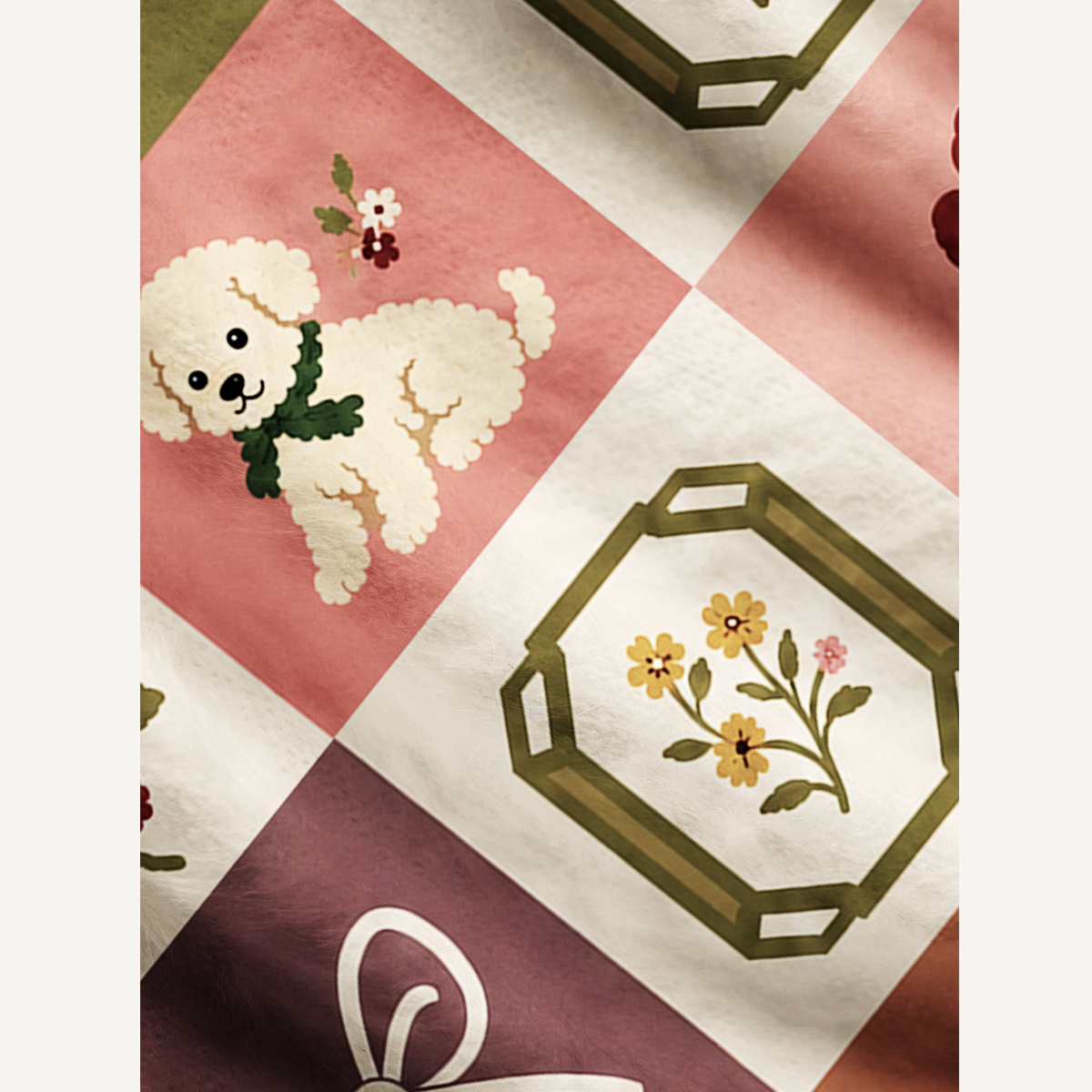 Cottage Friends Patchwork Print Ugly Cardigan Sweaters