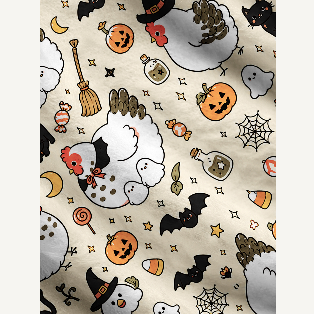 Hen House Haunts Print Ugly Cardigan Sweaters
