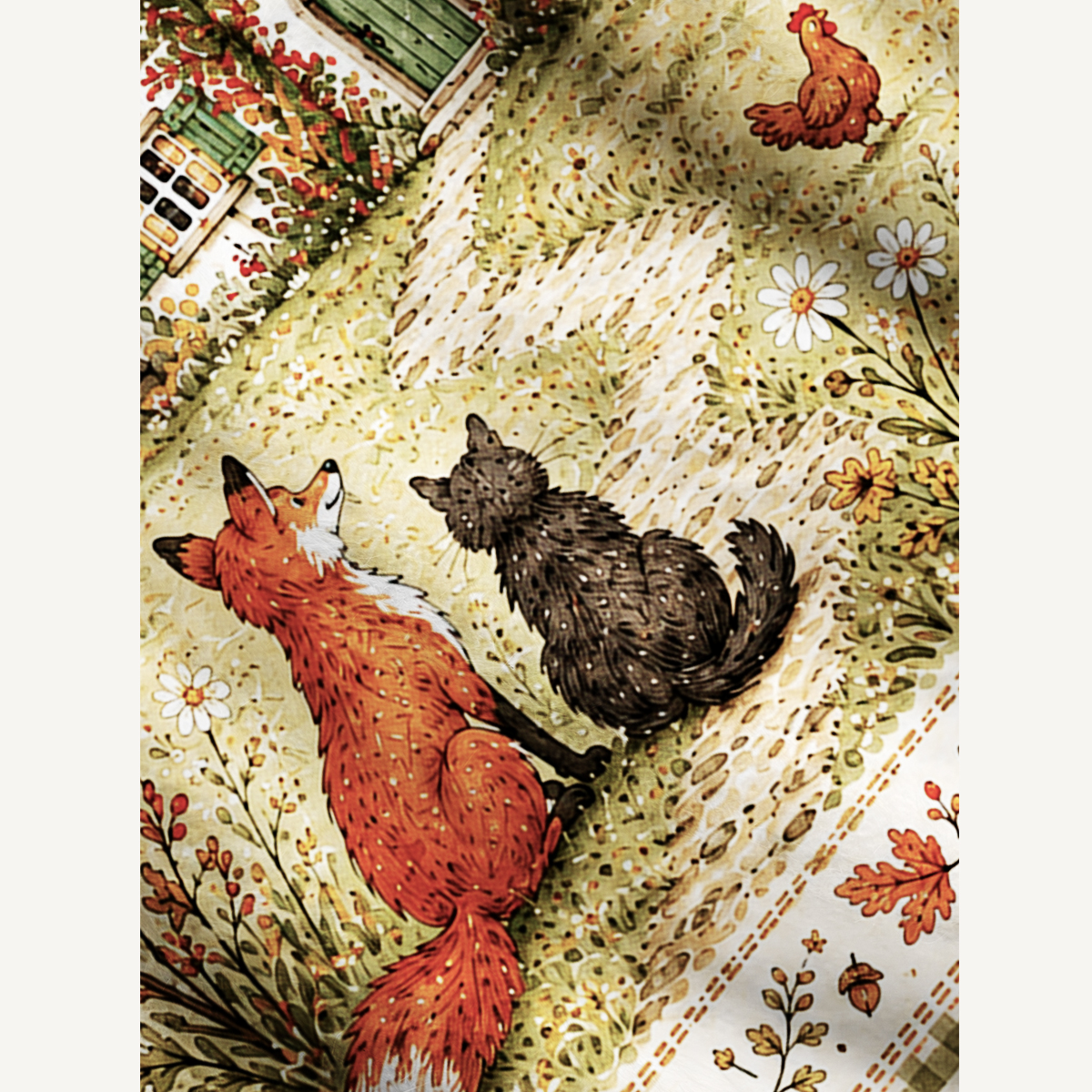 Autumn Cottage Farm Print Ugly Cardigan Sweaters