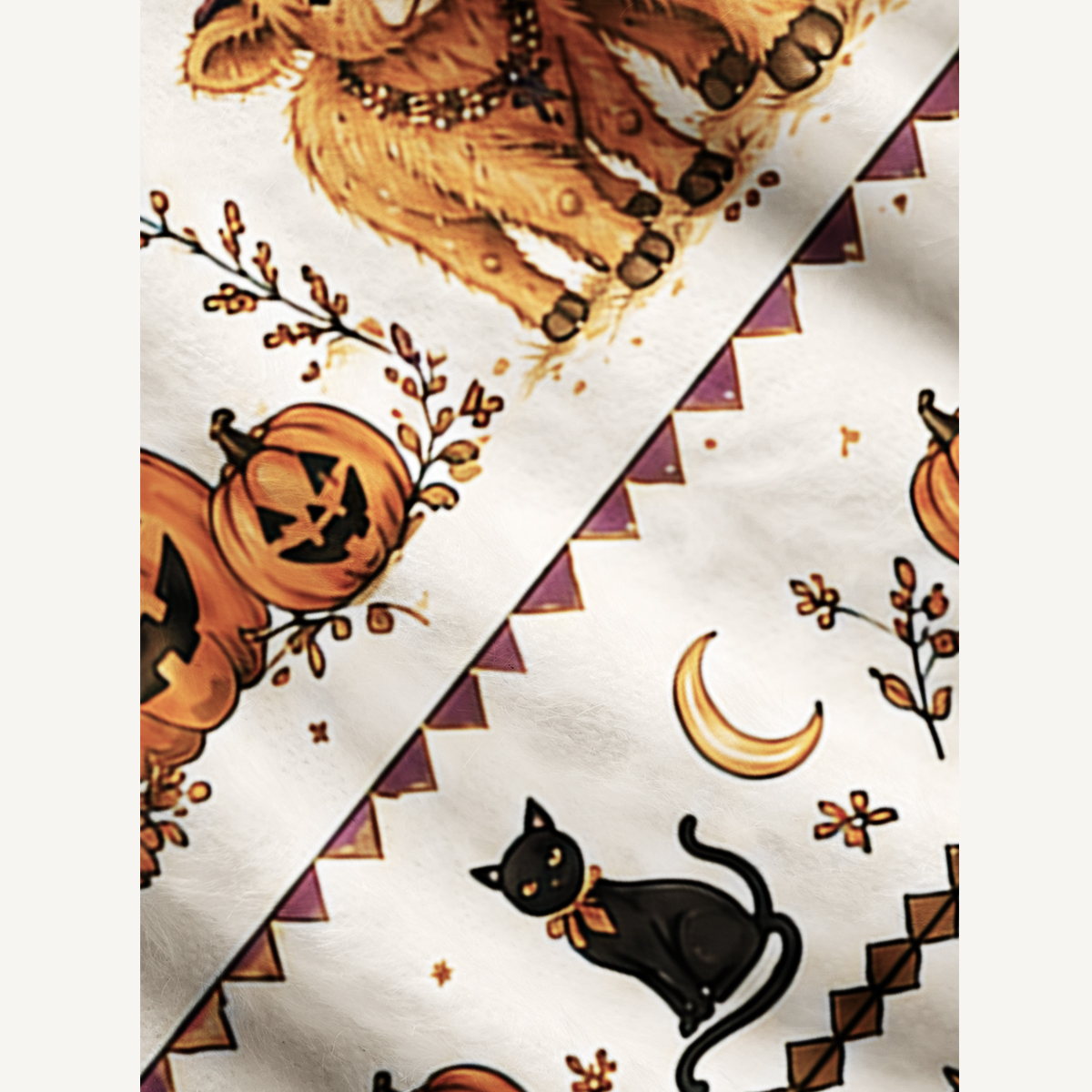 Witchy Highland Cow Harvest Print Ugly Cardigan Sweaters