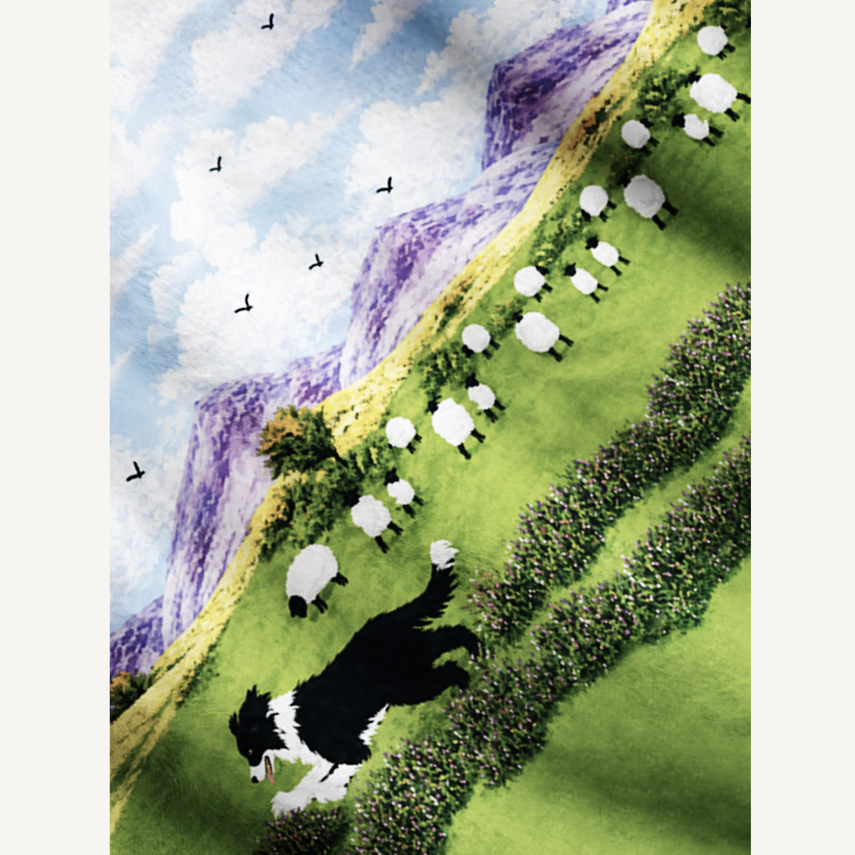 Green Meadow Sheepdog Print Ugly Cardigan Sweaters