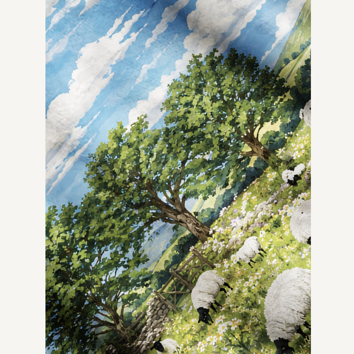 Pasture Sheep Sky Print Ugly Cardigan Sweaters