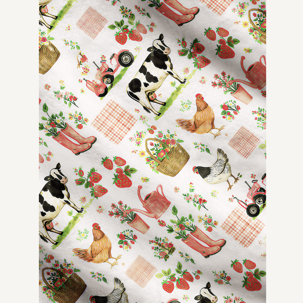 Watercolor Pink Farm Chicken Pink Print Ugly Cardigan Sweaters