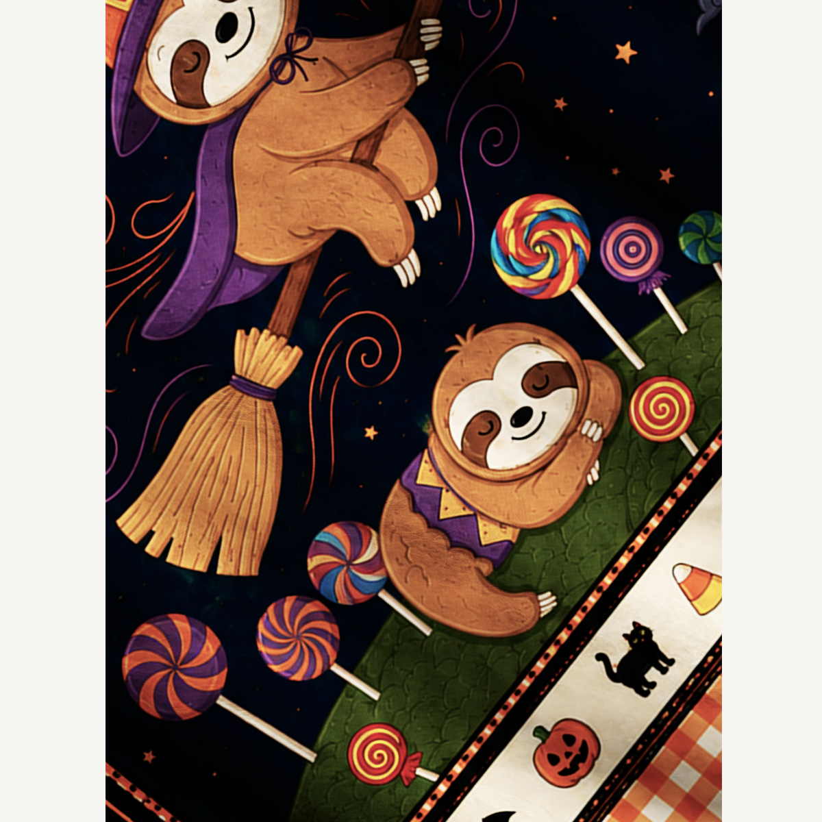 Spooky Sloth Patchwork Print Ugly Cardigan Sweaters