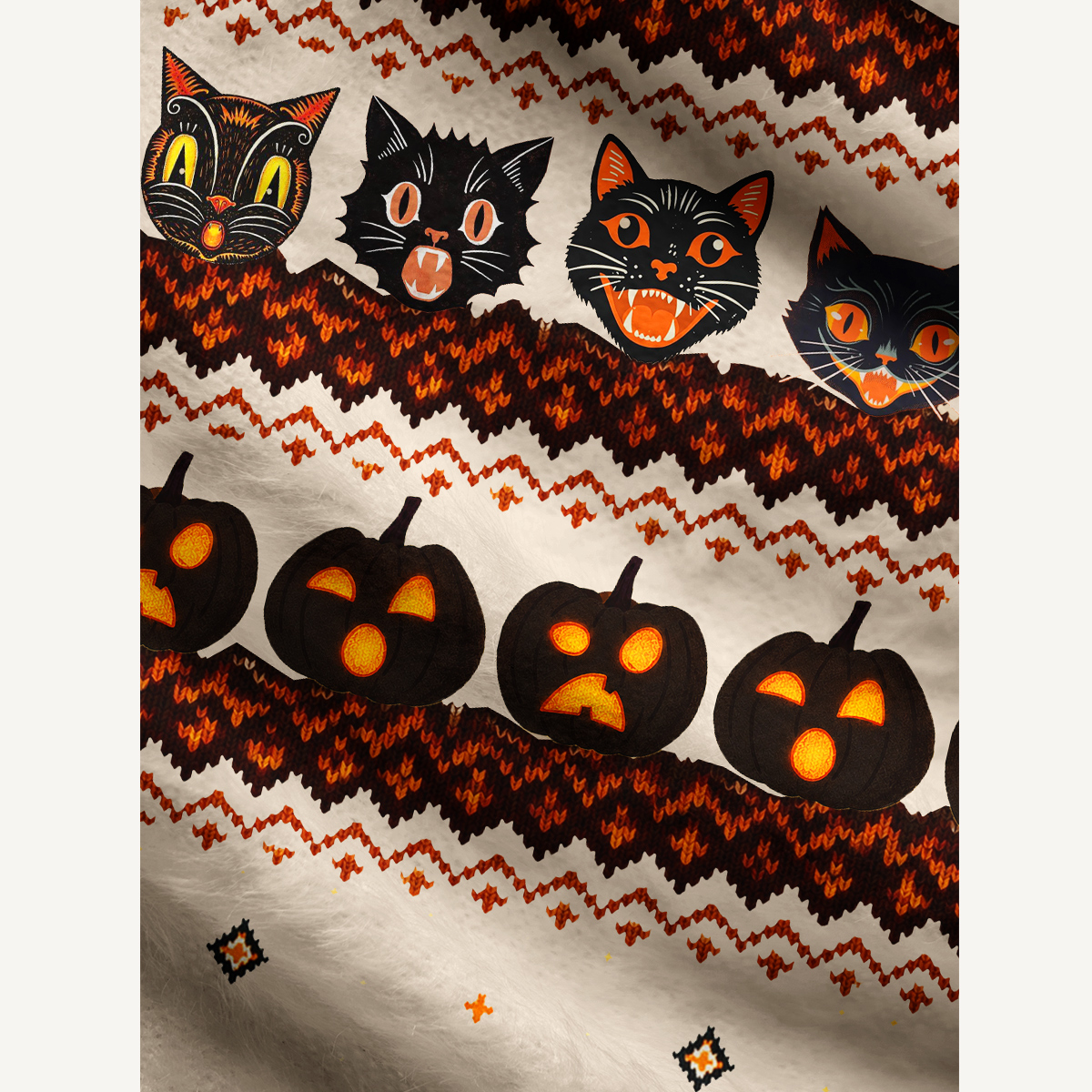 Halloween Pumpkin Art Print Ugly Cardigan Sweaters