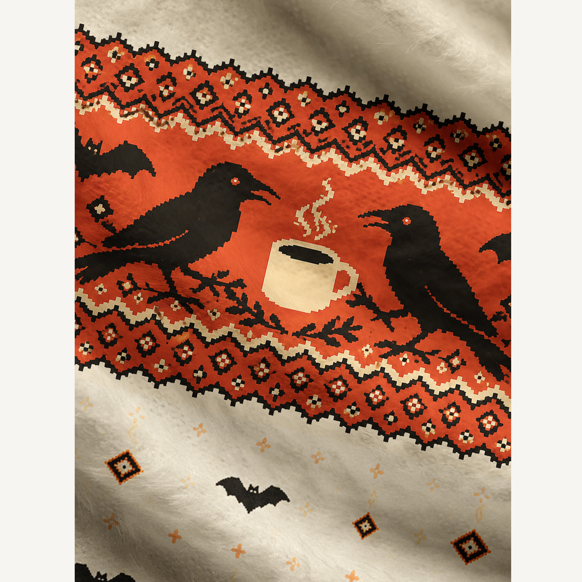 Autumn Raven Coffee Bat Ugly Cardigan Sweaters