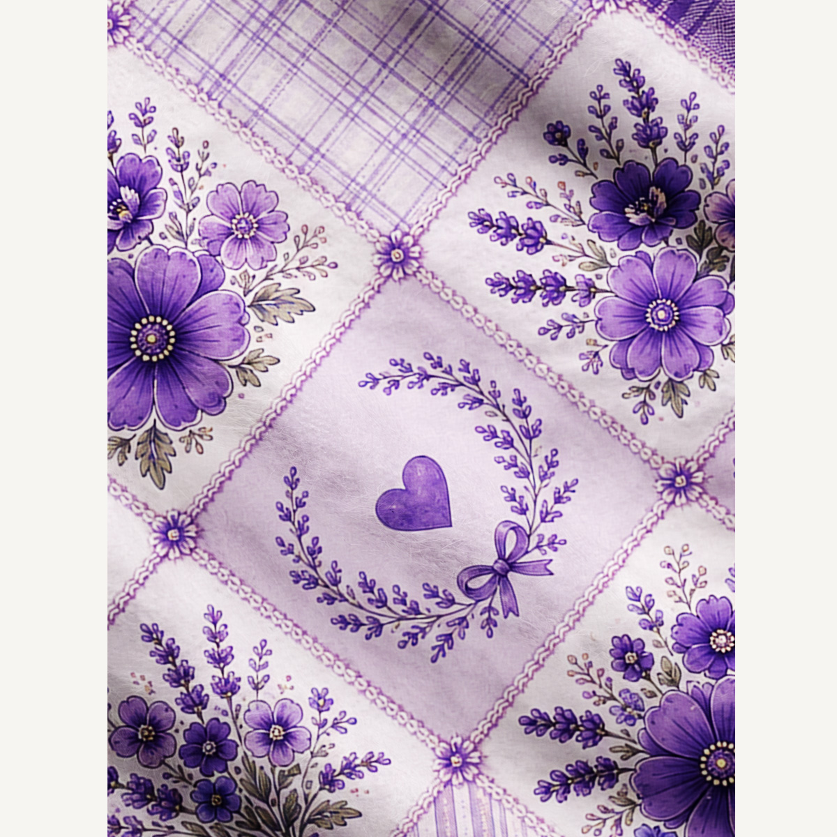 Violet Ribbon Patchwork Dreams Print Ugly Cardigan Sweaters
