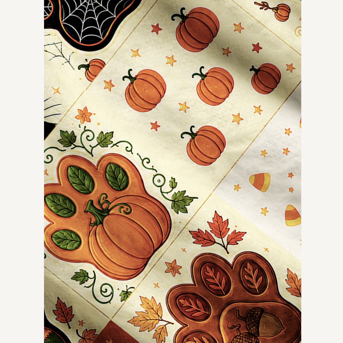 Autumn Witch Cat patchwork Print Ugly Cardigan Sweaters