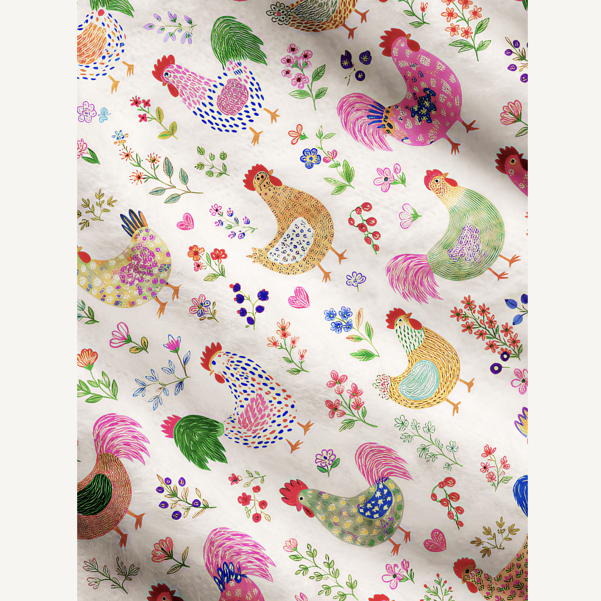 Colorful Farm Chickens Print Ugly Cardigan Sweaters