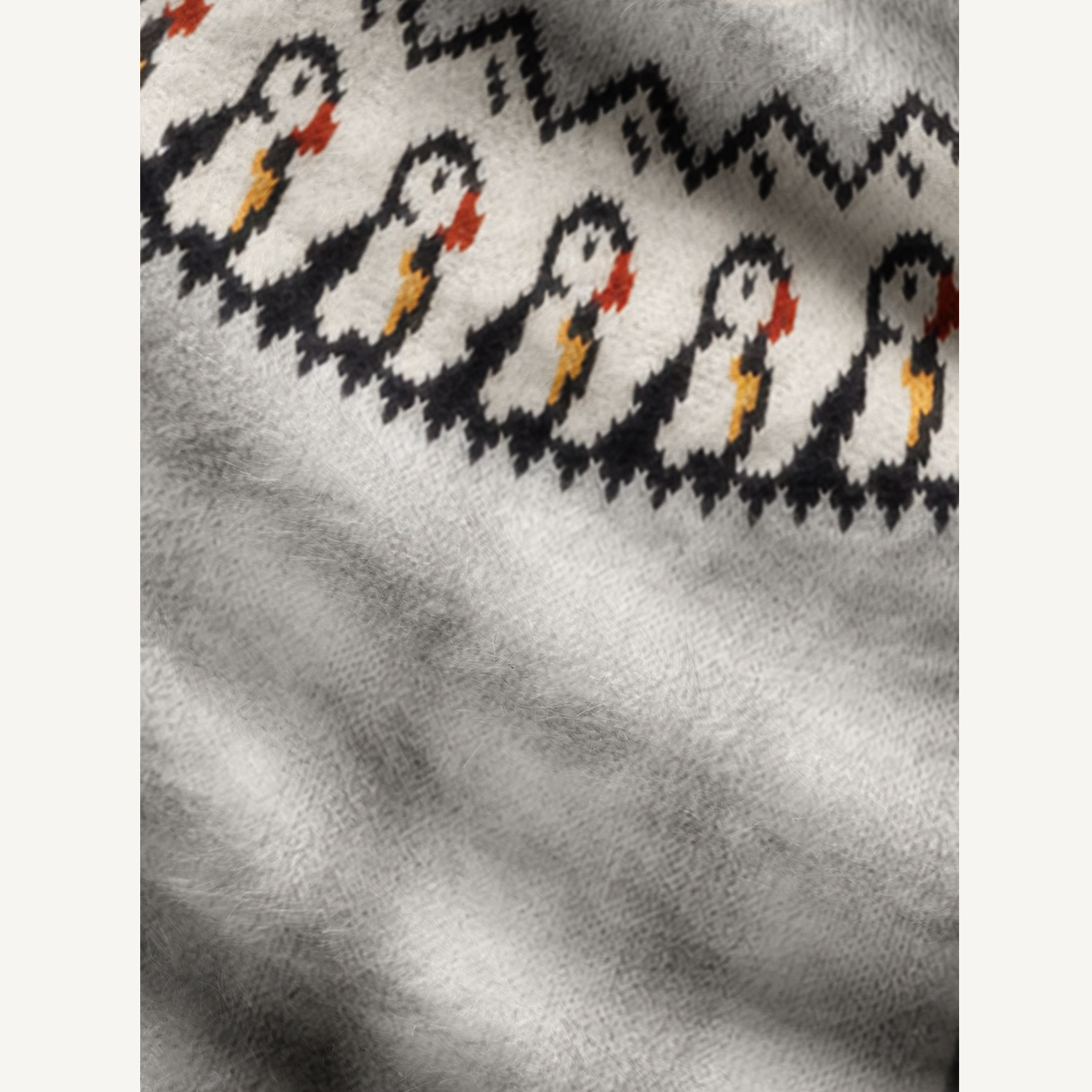 Cozy Forest Into The Wild Puffin Fuzzy Crewneck Sweater