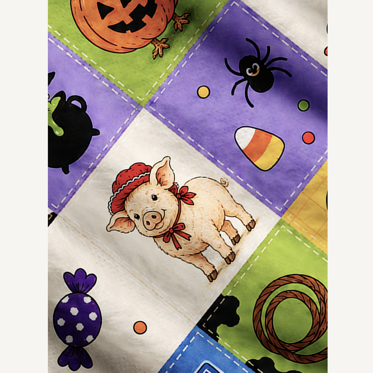 Cowboy Critters Halloween Patchwork Print Ugly Cardigan Sweaters