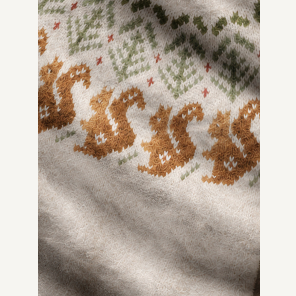 Rustic Squirrel & Forest Fuzzy Crewneck Sweater