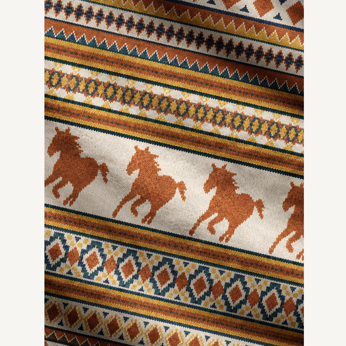 Running Horses Geometric Pattern Ugly Cardigan Sweaters