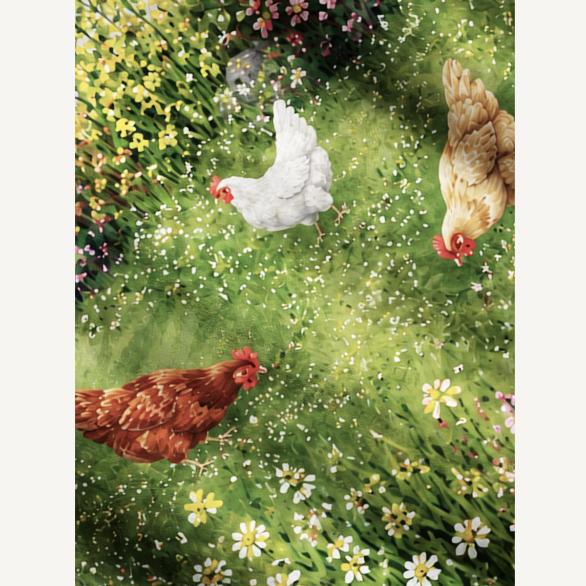 Blooming Hen Garden Print Ugly Cardigan Sweaters