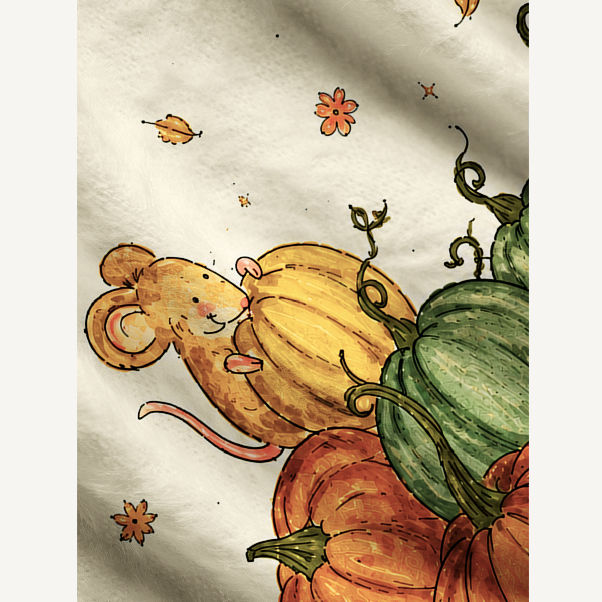 Pumpkin Patch Mice Print Ugly Cardigan Sweaters