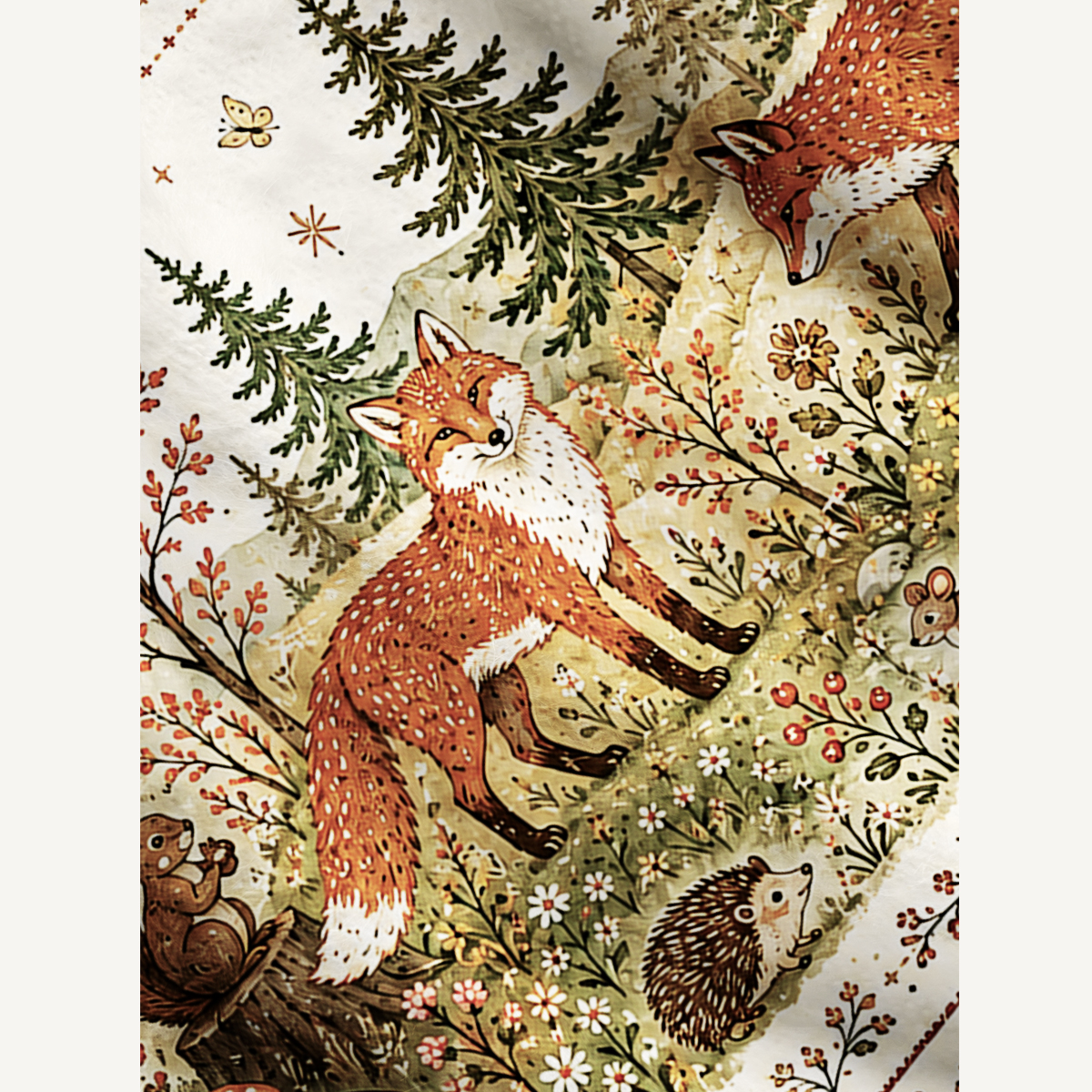 Moonlit Woodland Foxes Print Ugly Cardigan Sweaters