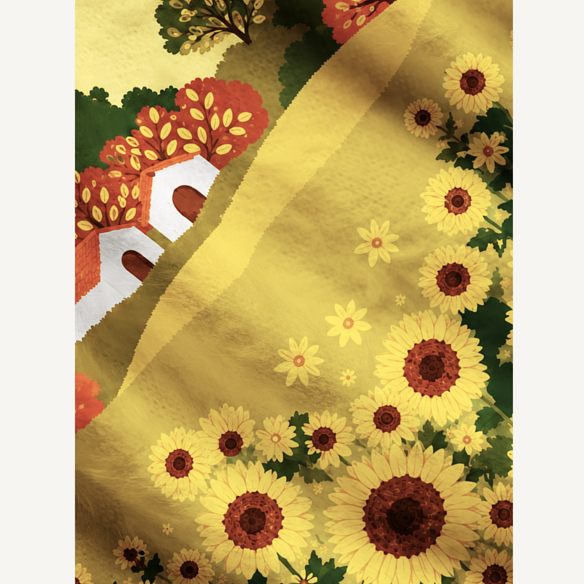 Sunflower Meadow Cottage Print Ugly Cardigan Sweaters