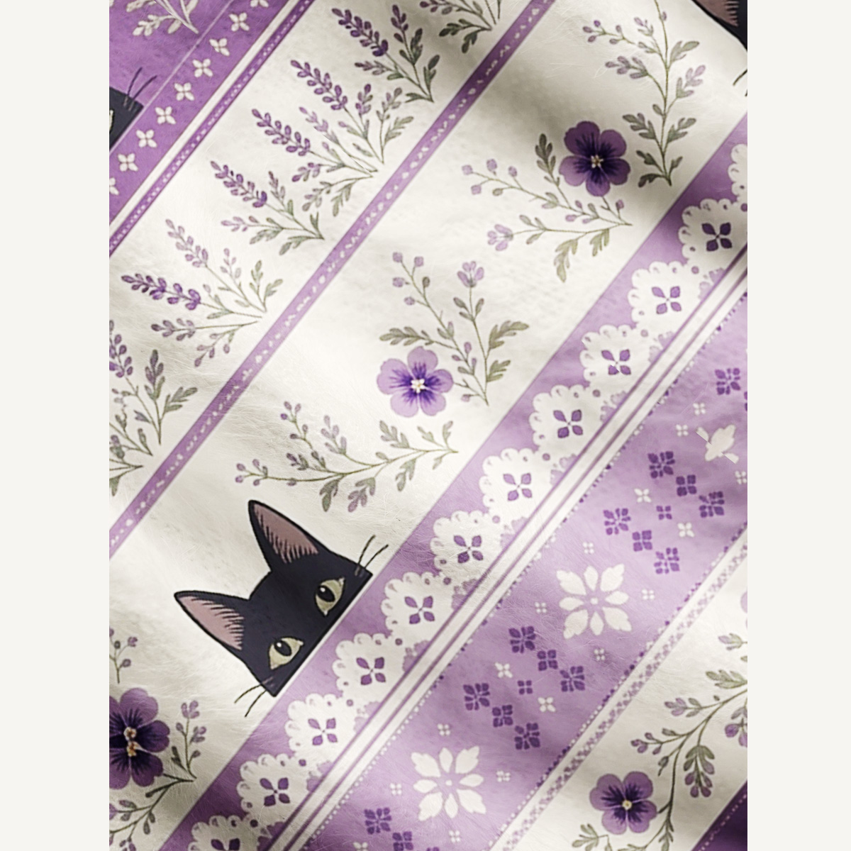 Midnight Lavender Cat Garden Print Ugly Cardigan Sweaters