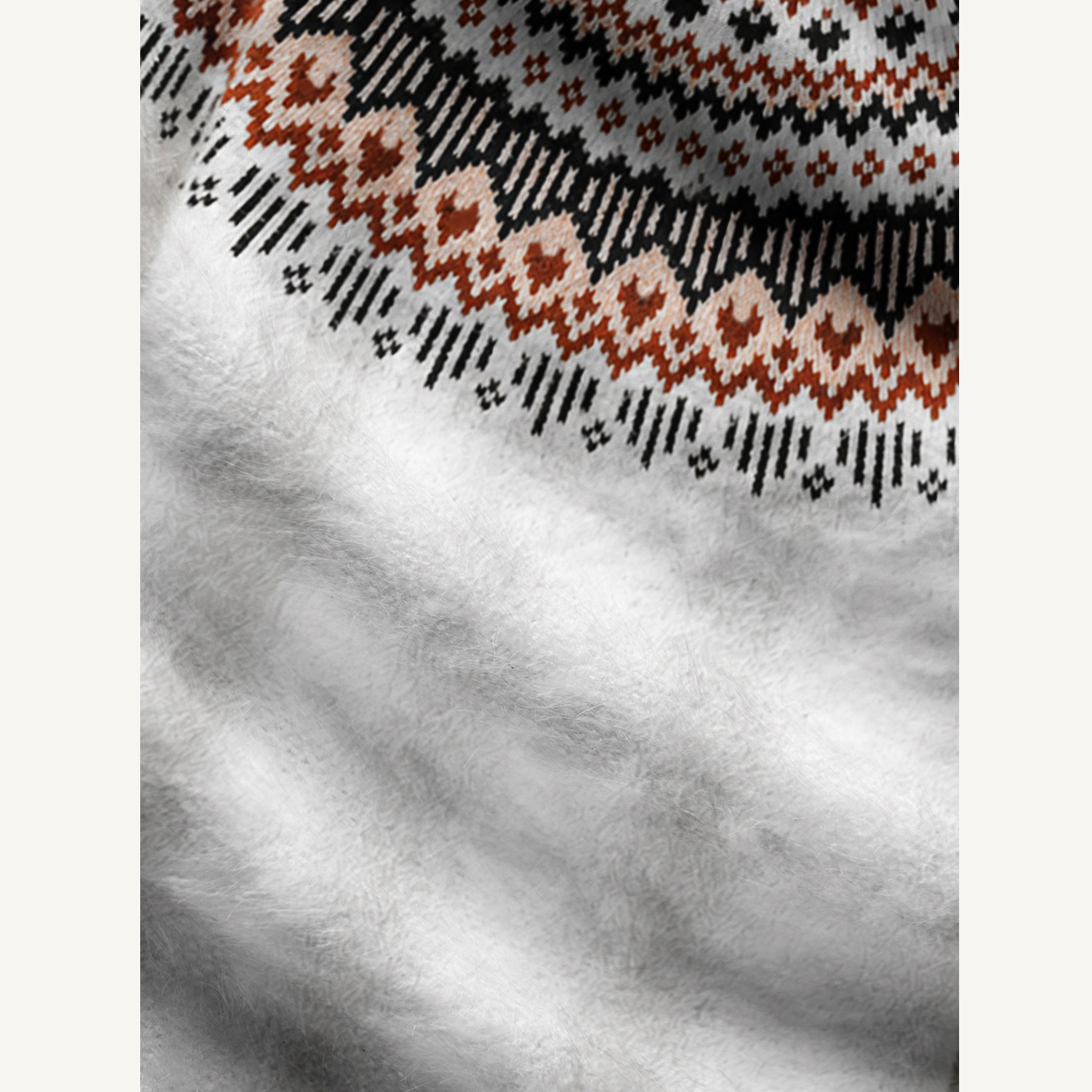 Rustic Geometric Heart Fuzzy Crewneck Sweater