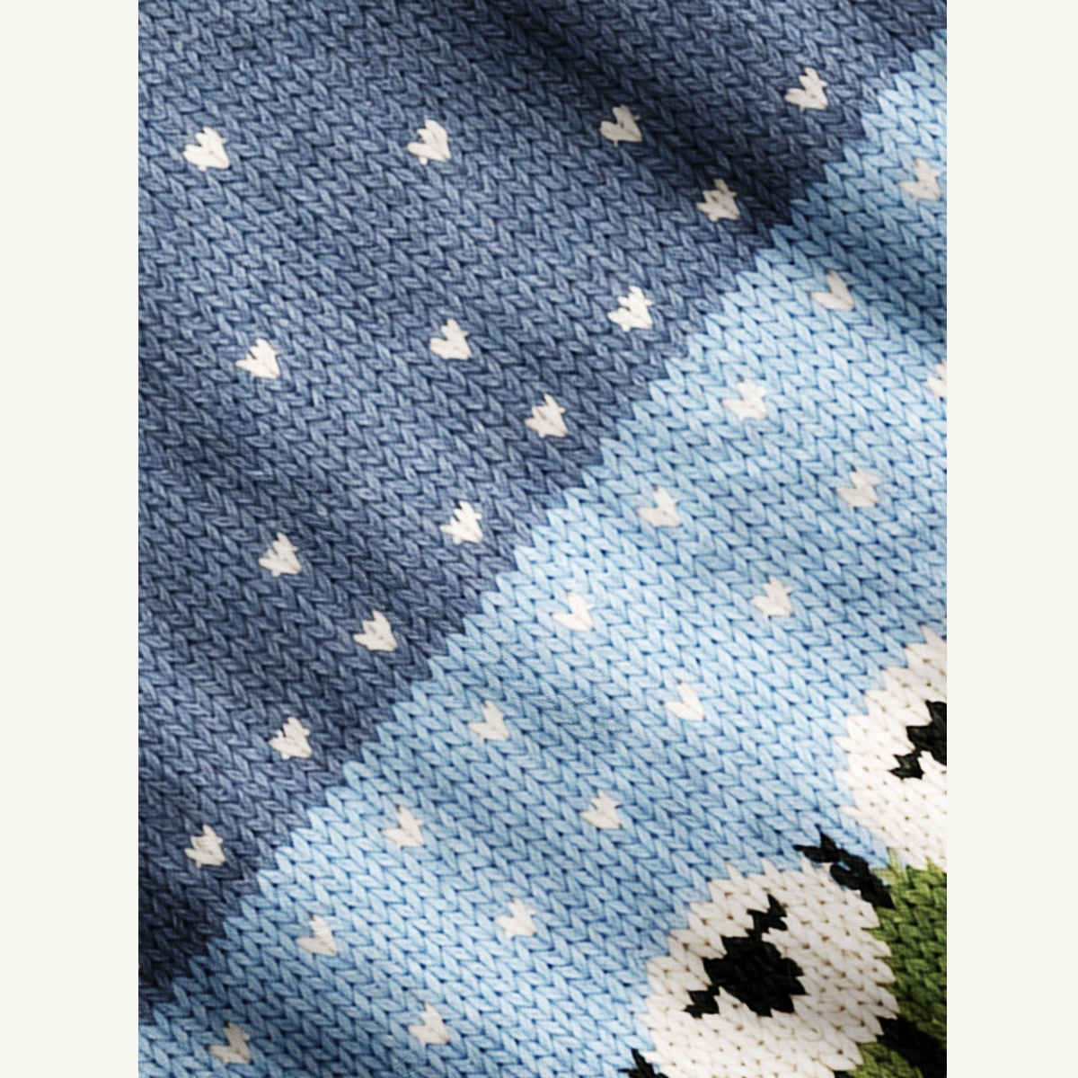 Snowy Night Sheep Print Ugly Cardigan Sweaters