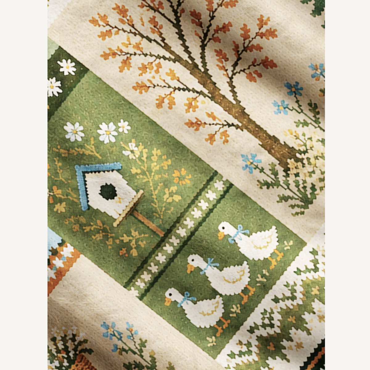Forest Cabin Fox Garden Print Ugly Cardigan Sweaters