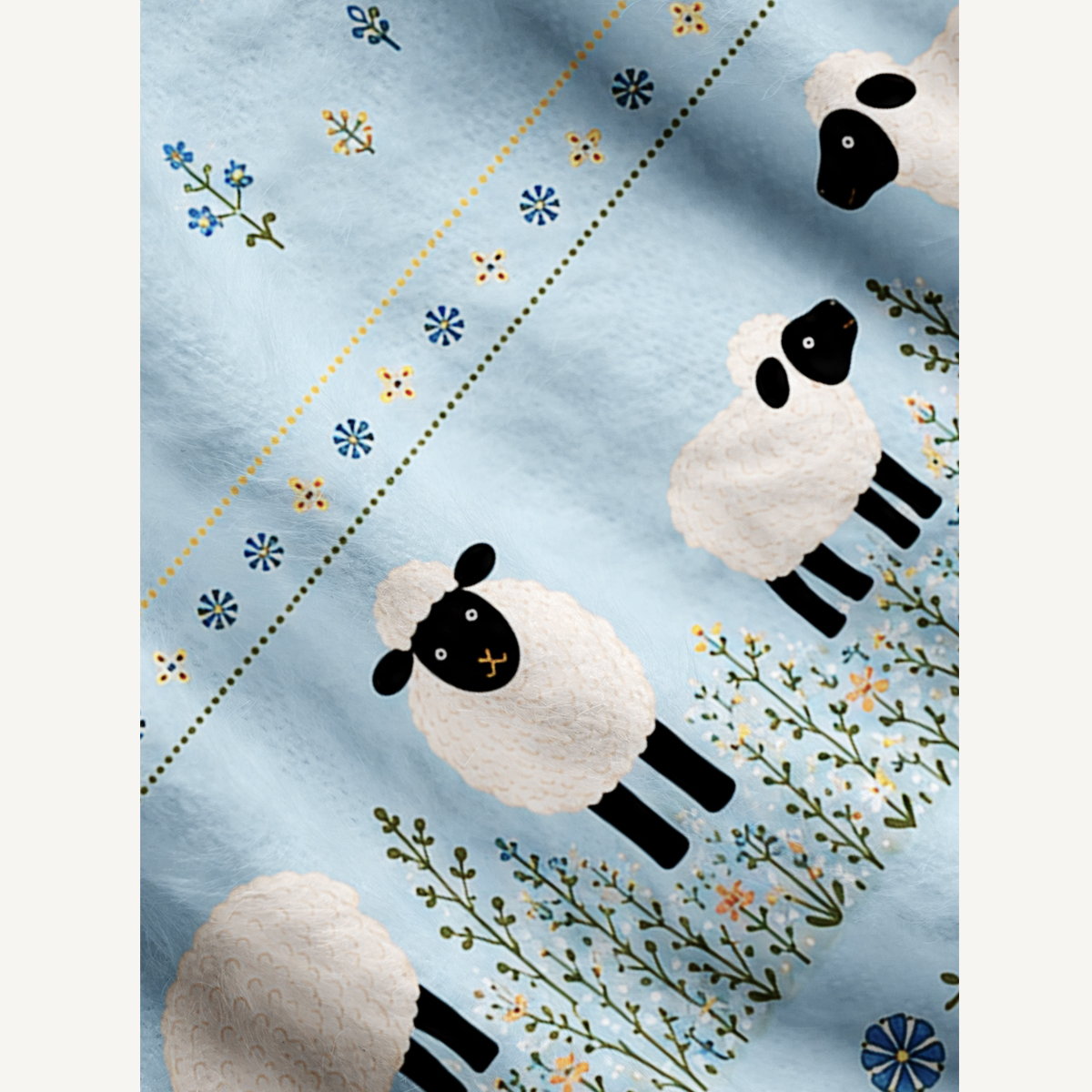 Blue Meadow Sheep Print Halloween Ugly Cardigan Sweaters