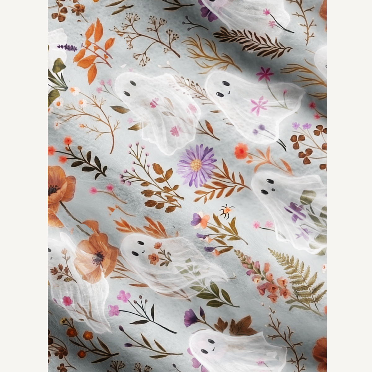 Ghostly Wildflower Meadow Print Ugly Cardigan Sweaters