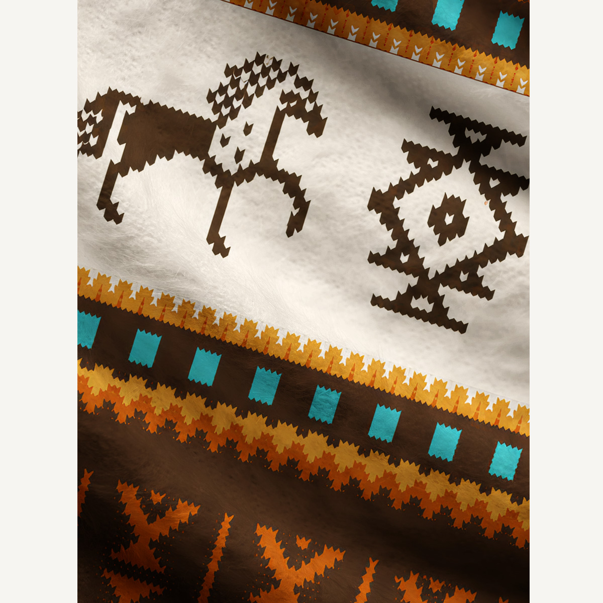 Western Horseshoe Trail Fuzzy Crewneck Sweater