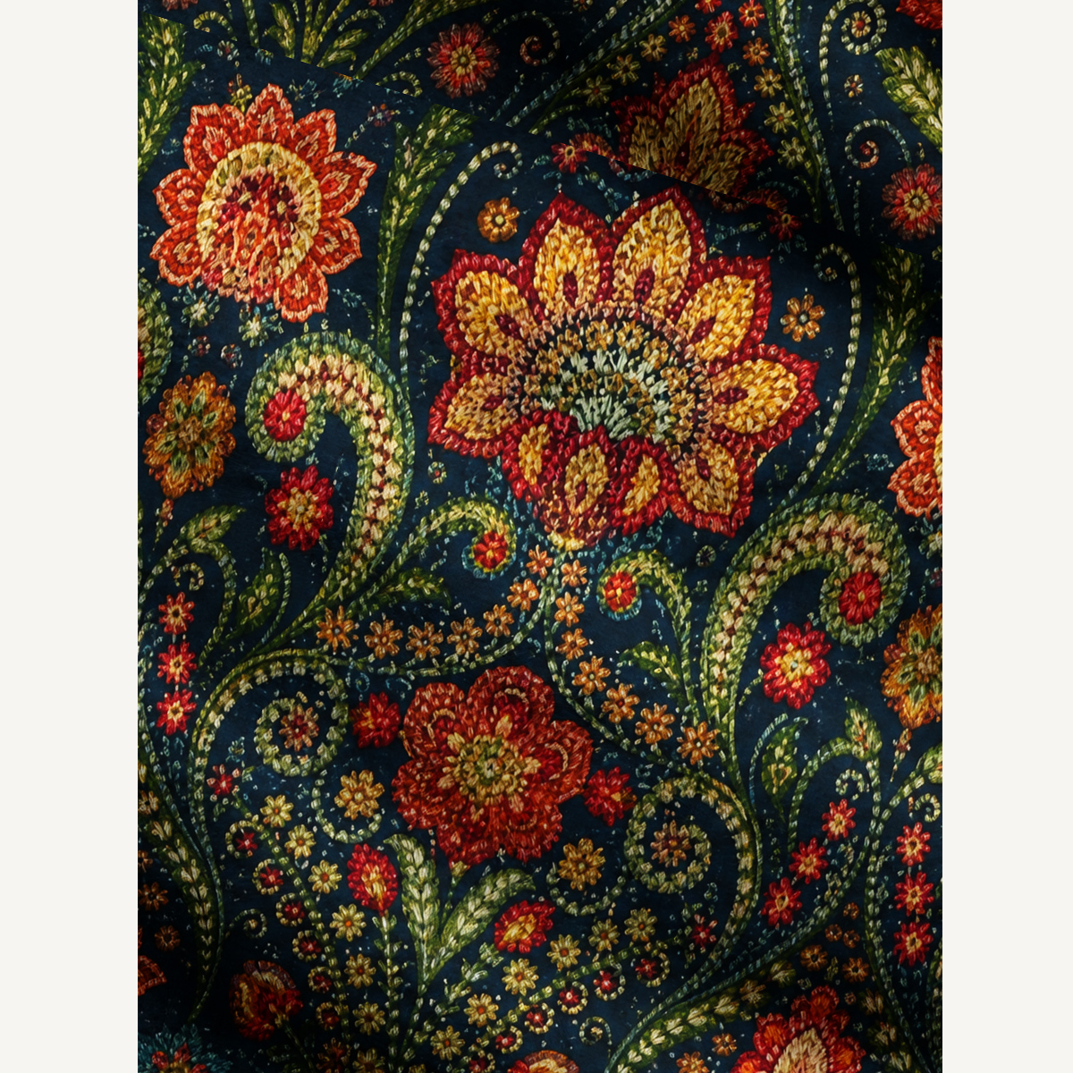 Vintage Folk Floral & Paisley Fuzzy Crewneck Sweater
