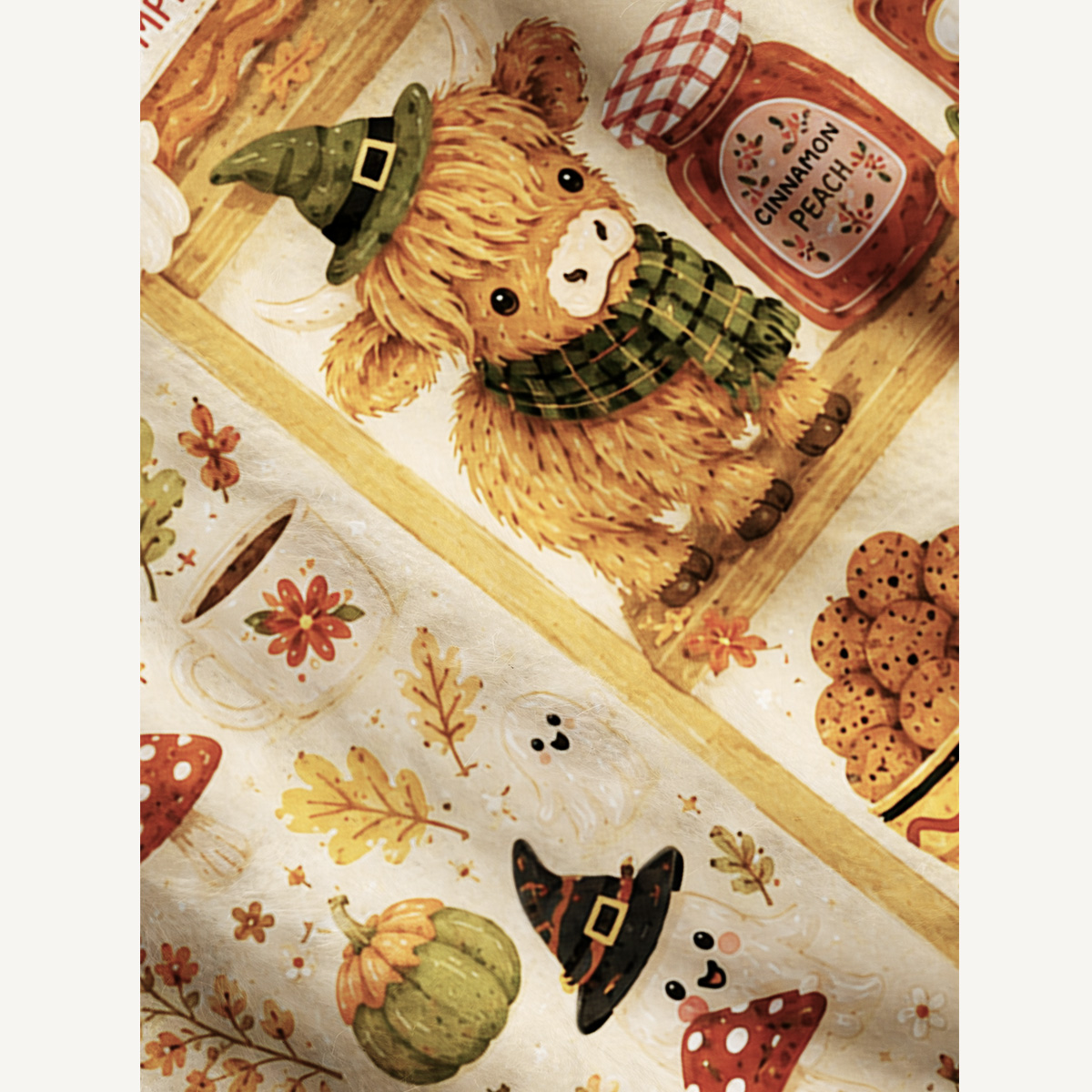 Cozy Autumn Shelves Print Halloween Ugly Cardigan Sweaters