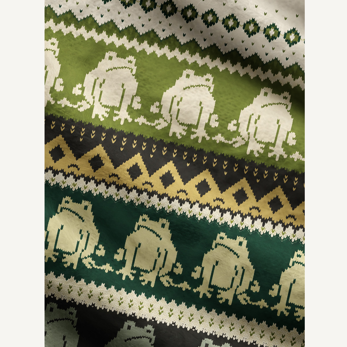Vintage Frog Geometric Folk Ugly Cardigan Sweaters