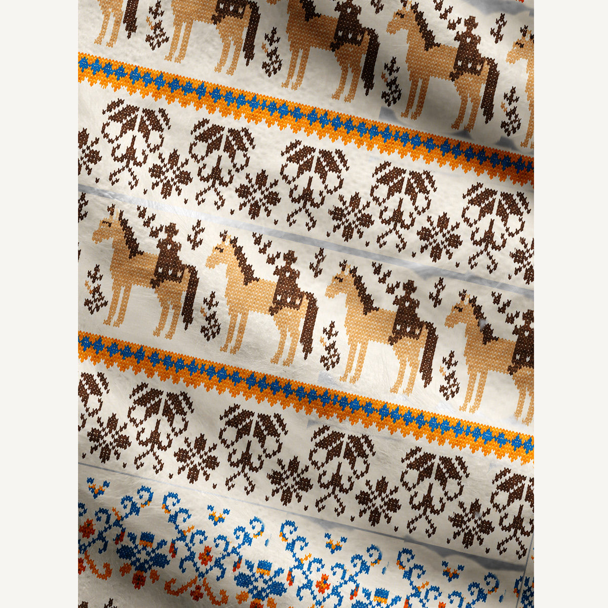 Horseback Rider & Ornamental Floral Ugly Cardigan Sweaters