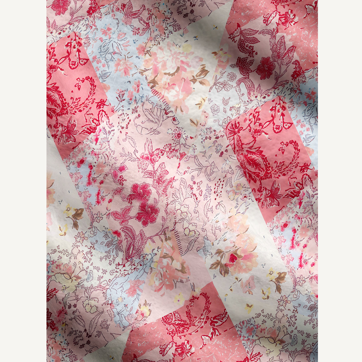 Shabby Chic Floral Patchwork Fuzzy Crewneck Sweater