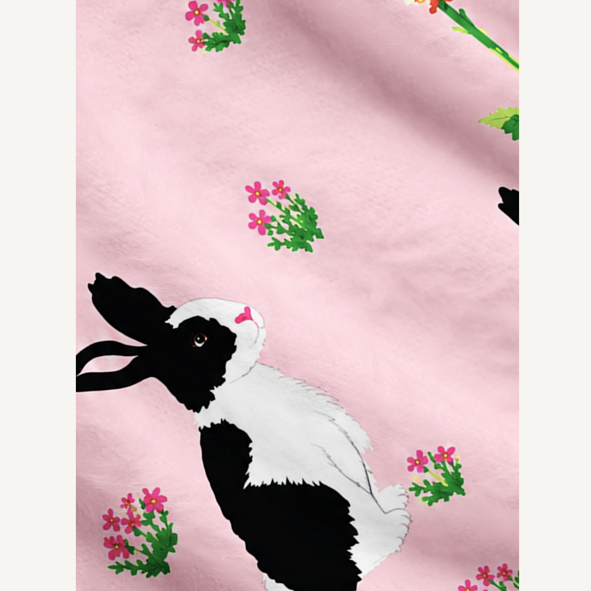Pink Bunny Garden Print Ugly Cardigan Sweaters