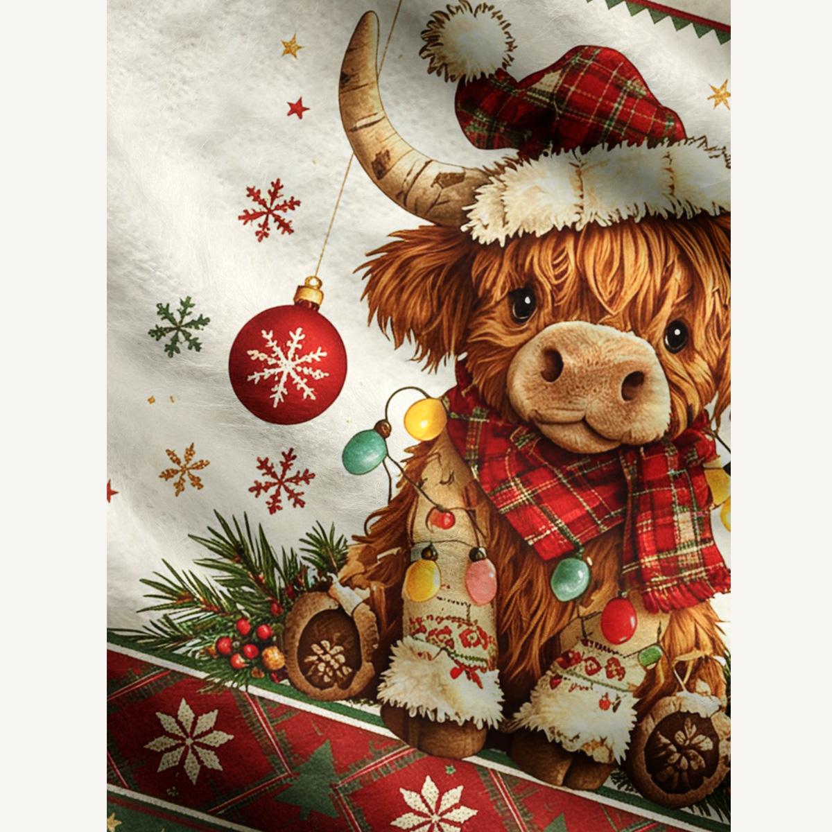 Highland Christmas Cow Fuzzy Crewneck Sweater